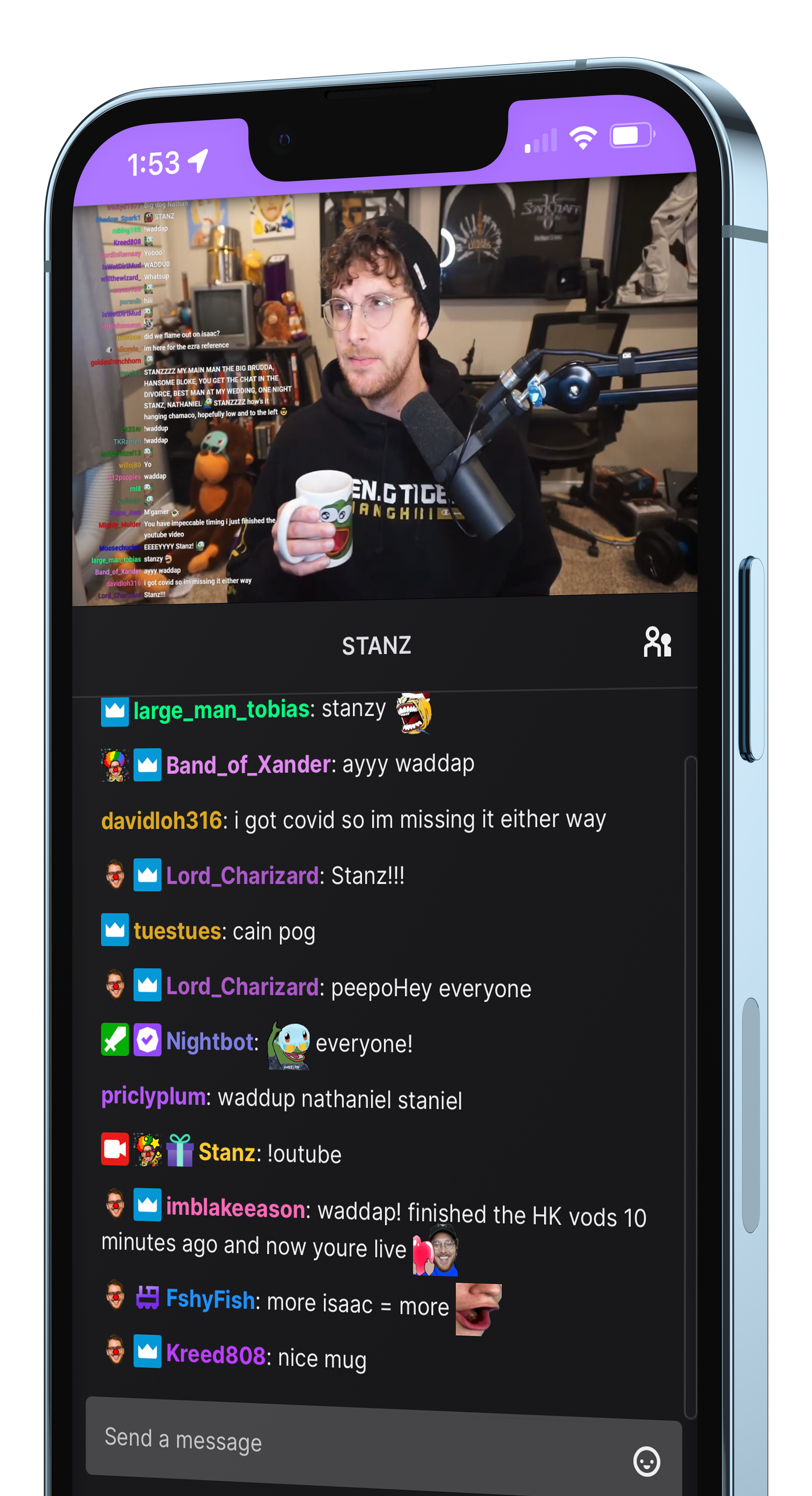 Phone showing Emotes+ in use